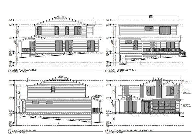Front, rear and both side elevations from the permit set.