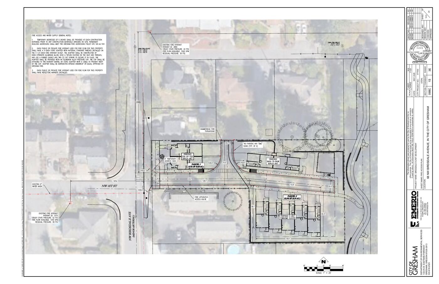 Sheet C12.0, the fire access plan, drawn over an aerial photograph of the block.
