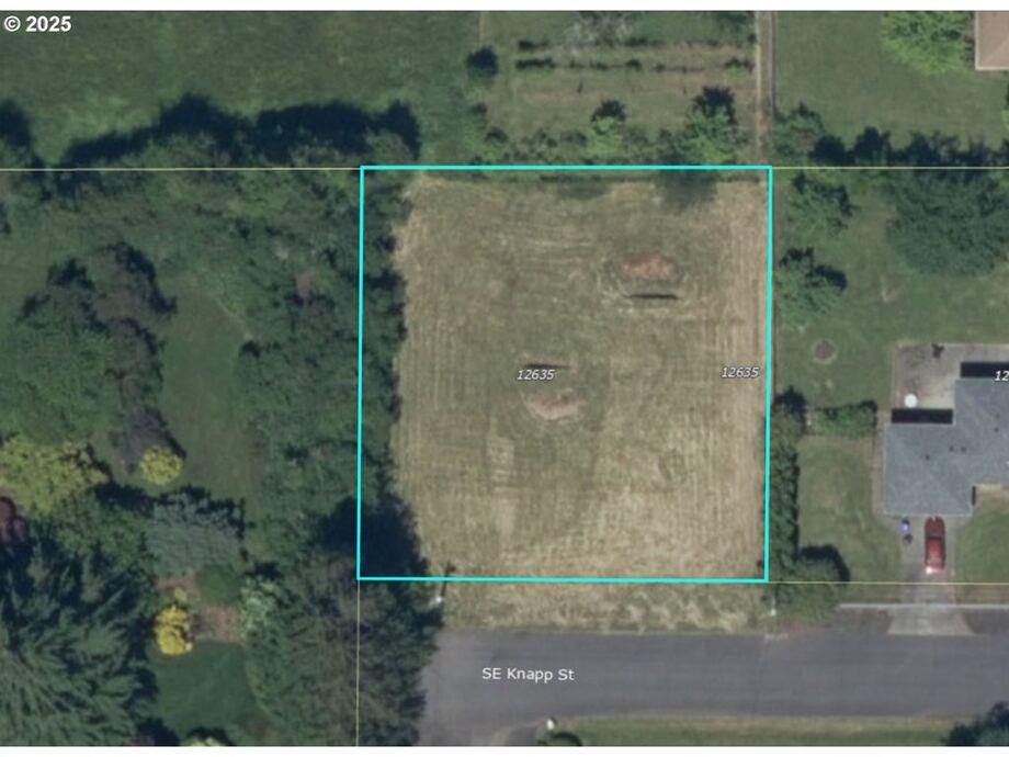 The lot outlined from above, a third of an acre off SE Knapp Street.